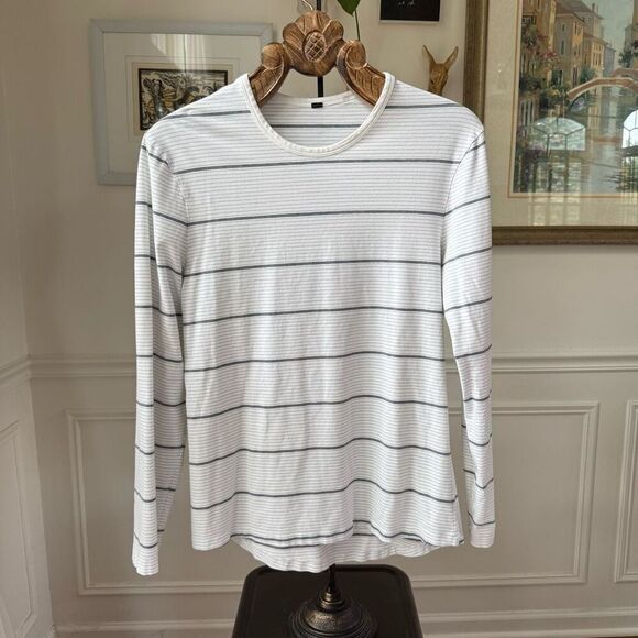 Lululemon 5 Year Basic Long Sleeve White Stripe M - Picture 1 of 7